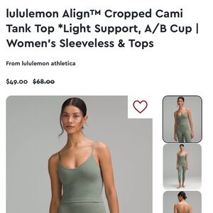 LOOKING for this lululemon align tank top. Grey eucalyptus. Size 10